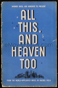 2y0099 ALL THIS & HEAVEN TOO pressbook 1940 Bette Davis & Charles Boyer romance in France, rare!