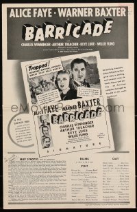 2y0108 BARRICADE pressbook 1939 Alice Faye & Warner Baxter, refugees flee China, ultra rare!