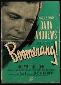 2y0118 BOOMERANG pressbook 1947 great images of Dana Andrews, Jane Wyatt, Elia Kazan film noir!