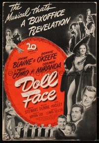 2y0138 DOLL FACE pressbook 1945 Vivian Blainem, Carmen Miranda, Perry Como, O'Keefe, ultra rare!