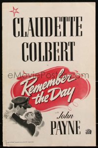 2y0214 REMEMBER THE DAY pressbook 1941 pretty Claudette Colbert & John Payne, ultra rare!