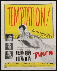 2y0232 TEMPTATION pressbook 1946 George Brent & Charles Korvin can't resist sexy Merle Oberon!