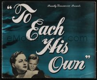 2y0239 TO EACH HIS OWN pressbook 1946 great images of pretty Olivia de Havilland & John Lund!