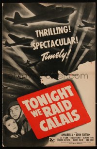 2y0240 TONIGHT WE RAID CALAIS pressbook 1943 Annabella, Sutton, British RAF in WWII, ultra rare!