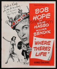 2y0249 WHERE THERE'S LIFE pressbook 1947 wacky Bob Hope, Signe Hasso, William Bendix, very rare!