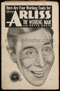 2y0254 WORKING MAN pressbook 1933 great images of George Arliss & young Bette Davis, very rare!