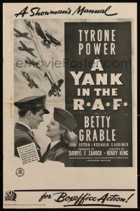 2y0255 YANK IN THE R.A.F. pressbook 1941 Tyrone Power & Betty Grable in uniform, WWII, ultra rare!