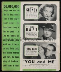 2y0256 YOU & ME pressbook 1938 Fritz Lang romantic comedy starring Sylvia Sidney & George Raft!