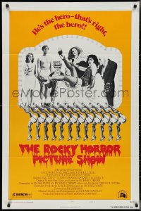2y0861 ROCKY HORROR PICTURE SHOW style B 1sh 1975 Tim Curry is the hero, wacky cast portrait!