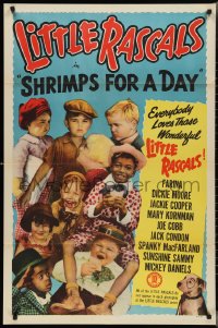 2y0872 SHRIMPS FOR A DAY 1sh R1952 Dickie Moore, Joe Cobb, Farina, Jackie Cooper, Our Gang kids!
