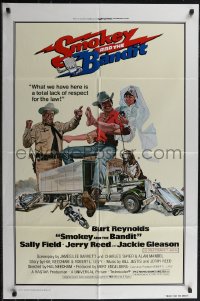 2y0874 SMOKEY & THE BANDIT 1sh 1977 Solie art of Burt Reynolds, Sally Field & Jackie Gleason!
