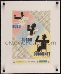 2y0024 DUBONNET linen 10x13 French advertising poster 1930s art of man drinking wine!