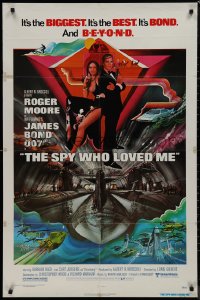2y0880 SPY WHO LOVED ME 1sh 1977 great art of Roger Moore as James Bond by Bob Peak!