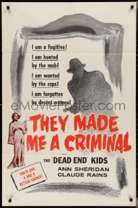 2y0901 THEY MADE ME A CRIMINAL 1sh R1956 Garfield is a fugitive hunted by ruthless men, Sheridan