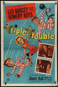 2y0912 TRIPLE TROUBLE 1sh 1950 Leo Gorcey and the Bowery Boys in prison!