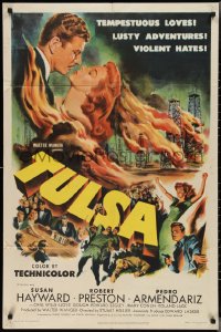 2y0914 TULSA 1sh 1949 Susan Hayward, Robert Preston, tempestuous loves, violent hates!