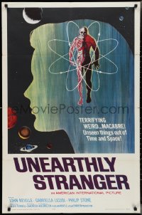 2y0918 UNEARTHLY STRANGER 1sh 1964 cool art of weird macabre unseen thing out of time & space!