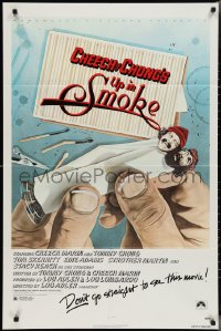 2y0921 UP IN SMOKE recalled 1sh 1978 Cheech & Chong marijuana drug classic, original tagline!