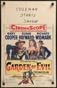 2y0073 GARDEN OF EVIL WC 1954 cool art of Gary Cooper, sexy Susan Hayward & Richard Widmark!