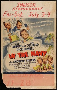 2y0078 IN THE NAVY WC 1941 art of Bud Abbott & Lou Costello as sailors & the Andrews Sisters, rare!