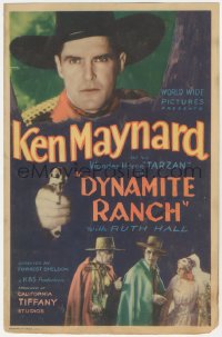 2y0257 DYNAMITE RANCH mini WC 1932 great image of cowboy Ken Maynard pointing gun, ultra rare!