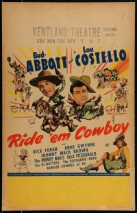 2y0086 RIDE 'EM COWBOY WC 1942 Bud Abbott & Lou Costello, great art of sexy cowgirls, very rare!