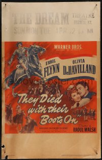 2y0093 THEY DIED WITH THEIR BOOTS ON WC 1941 Errol Flynn as Custer, Olivia De Havilland, very rare!