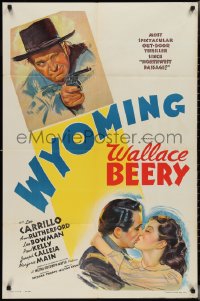 2y0940 WYOMING style D 1sh 1940 art of Wallace Beery, Leo Carrillo & Ann Rutherford, ultra rare!