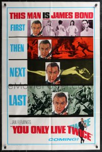 2y0942 YOU ONLY LIVE TWICE teaser 1sh 1967 great multiple images, First, Then, Next, Last!