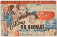 2y1644 CALLING DR. KILDARE herald 1939 Lew Ayres, Lionel Barrymore as Gillespie, Laraine Day, rare!