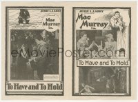 2y1673 TO HAVE & TO HOLD herald 1916 Mae Murray with Wallace Reid billed under her, ultra rare!