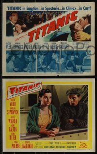 2y1491 TITANIC 8 LCs 1953 Clifton Webb & Barbara Stanwyck, Robert Wagner & Audrey Dalton!