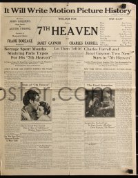 2y0095 7TH HEAVEN pressbook 1927 1st Best Actress winner Janet Gaynor & Charles Farrell, ultra rare!