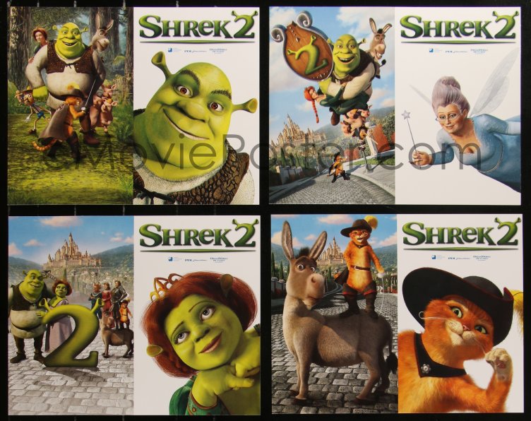 : 2y1476 SHREK 2 8 LCs 2004 Mike Myers, Eddie Murphy,  computer animated fairy tale cartoon characters!