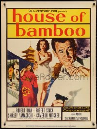 2z0750 HOUSE OF BAMBOO 30x40 R1961 Sam Fuller, Robert Ryan, Robert Stack, sexy Shirley Yamaguchi!