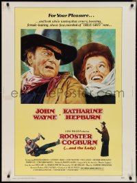 2z0755 ROOSTER COGBURN 30x40 1975 great art of John Wayne & Katharine Hepburn!