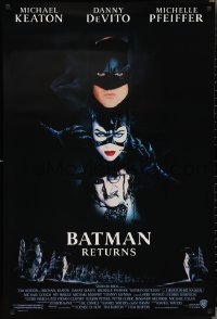 2z0865 BATMAN RETURNS 1sh 1992 Michael Keaton, Danny DeVito, Michelle Pfeiffer, Tim Burton!