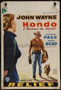 2z0389 HONDO 3D Belgian 1953 John Wayne was a stranger to all but the surly dog at his side!