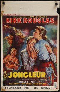 2z0392 JUGGLER Belgian 1958 Jewish concentration camp survivor Kirk Douglas is on the run from his past!