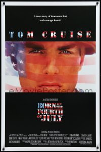 2z0889 BORN ON THE FOURTH OF JULY DS 1sh 1989 Oliver Stone, great patriotic image of Tom Cruise!