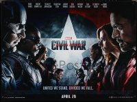 2z0347 CAPTAIN AMERICA: CIVIL WAR advance DS British quad 2016 Marvel, Evans, Robert Downey Jr.!