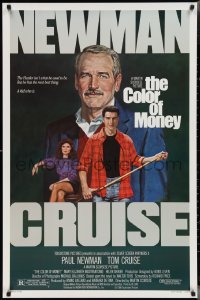 2z0895 COLOR OF MONEY 1sh 1986 Robert Tanenbaum art of Paul Newman & Tom Cruise playing pool!