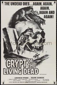 2z0906 CRYPT OF THE LIVING DEAD 1sh 1973 cool Smith horror art, the undead dies again and again!