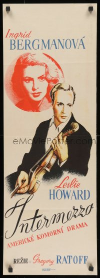 2z0321 INTERMEZZO Czech 12x34 1947 c/u of Ingrid Bergman & Leslie Howard, A Love Story!