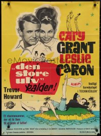 2z0309 FATHER GOOSE Danish 1965 art & image of sea captain Cary Grant & pretty Leslie Caron!