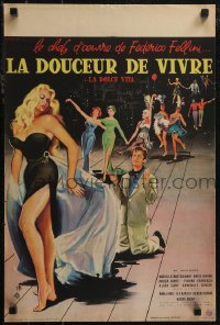 2z0487 LA DOLCE VITA French 16x24 1960 Federico Fellini, Mastroianni, sexy Ekberg by Yves Thos!