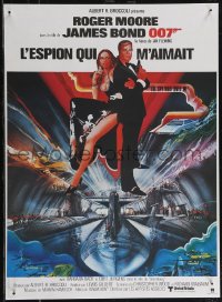 2z0490 SPY WHO LOVED ME French 16x21 R1984 art of Roger Moore as James Bond by Bob Peak!
