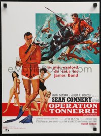 2z0491 THUNDERBALL French 16x21 R1980s art of Sean Connery as James Bond 007 by McGinnis & McCarthy!
