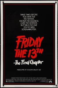 2z0949 FRIDAY THE 13th - THE FINAL CHAPTER 1sh 1984 Part IV, slasher sequel, Jason's unlucky day!