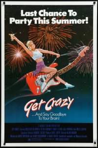 2z0958 GET CRAZY 1sh 1983 great MacLeod art of sexy girl riding flying guitar!